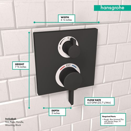 Main product image of Ecostat Thermostatic Trim with Volume Control (Matte Black), 15712671