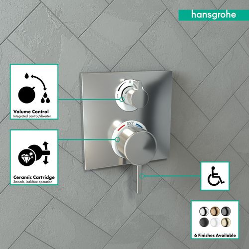 Main product image of Ecostat Square Thermostatic Trim with Volume Control and Diverter (Chrome), 15714001