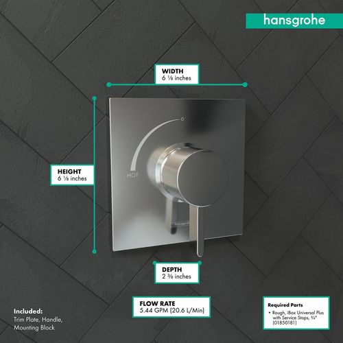 Main product image of Ecostat Square Pressure Balance Trim (Chrome), 15724001