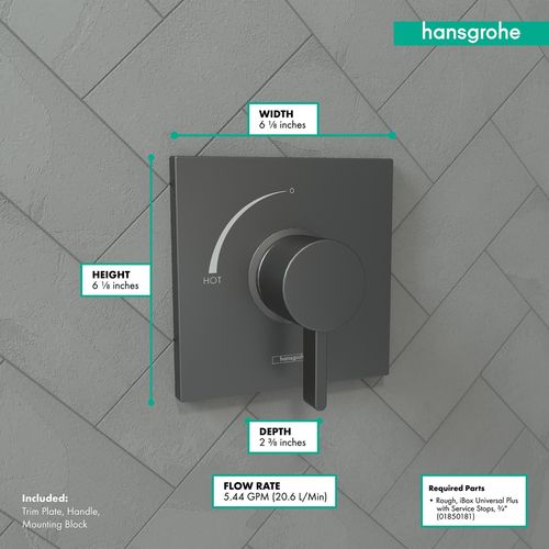 Main product image of Ecostat Square Pressure Balance Trim (Brushed Black Chrome), 15724341