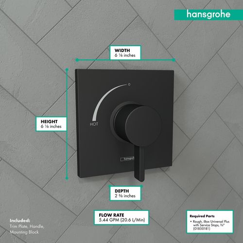 Main product image of Ecostat Square Pressure Balance Trim (Matte Black), 15724671