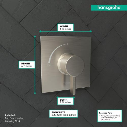 Main product image of Ecostat Square Pressure Balance Trim (Brushed Nickel), 15724821