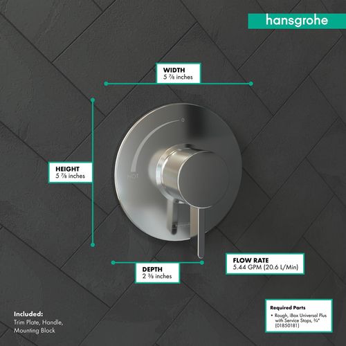 Main product image of Ecostat S Pressure Balance Trim (Chrome), 15739001