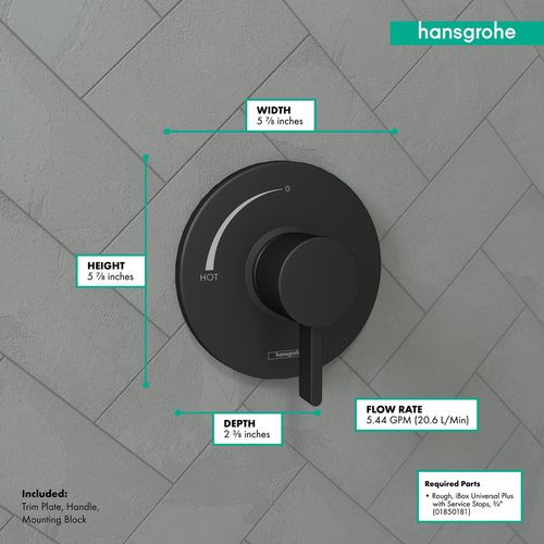 Main product image of Ecostat S Pressure Balance Trim (Matte Black), 15739671