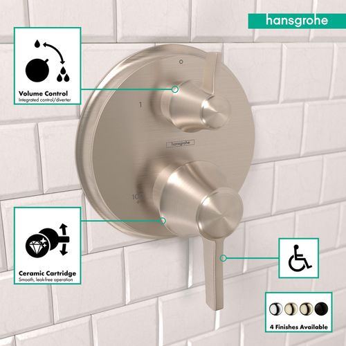 Main product image of Ecostat Classic Thermostatic Trim with Volume Control and Diverter, Round (Brushed Nickel), 15753821