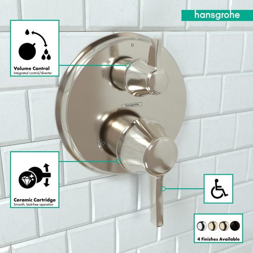 Main product image of Ecostat Classic Thermostatic Trim with Volume Control and Diverter, Round (Polished Nickel), 15753831