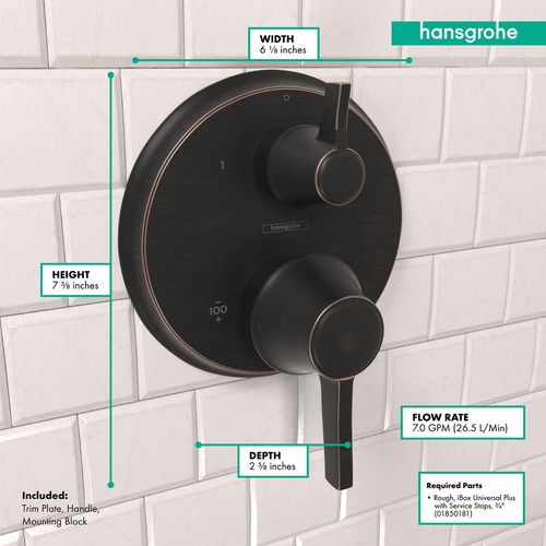 Main product image of Ecostat Classic Thermostatic Trim with Volume Control and Diverter, Round (Rubbed Bronze), 15753921