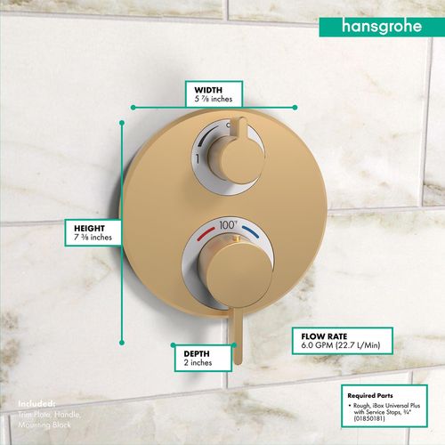 Main product image of Ecostat S Thermostatic Trim with Volume Control (Brushed Bronze), 15757141