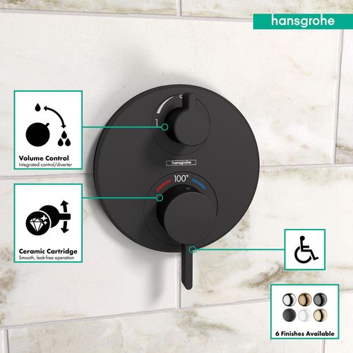 Main product image of Ecostat S Thermostatic Trim with Volume Control (Matte Black), 15757671