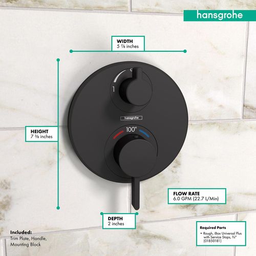 Main product image of Ecostat S Thermostatic Trim with Volume Control (Matte Black), 15757671