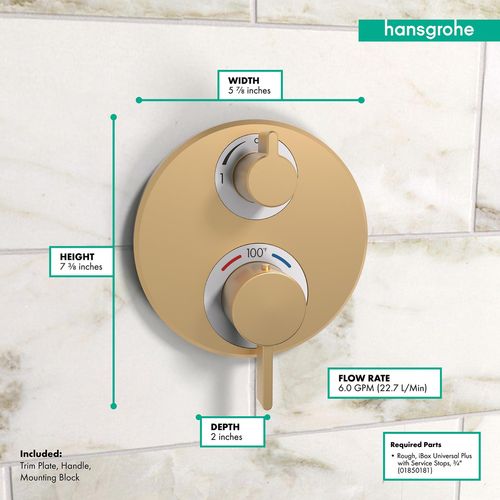 Main product image of Ecostat S Thermostatic Trim with Volume Control and Diverter (Brushed Bronze), 15758141