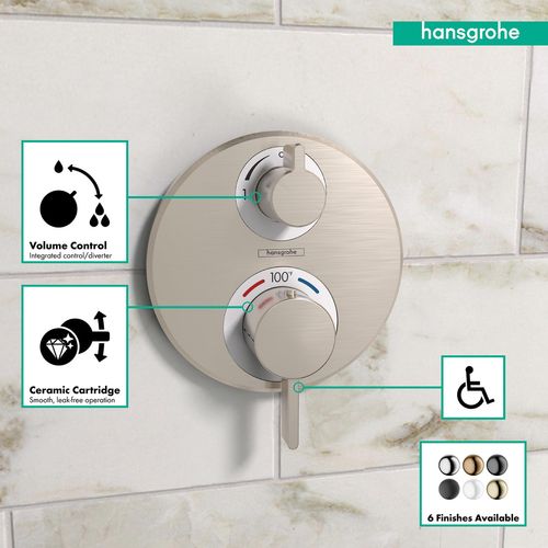 Main product image of Ecostat S Thermostatic Trim with Volume Control and Diverter (Brushed Nickel), 15758821