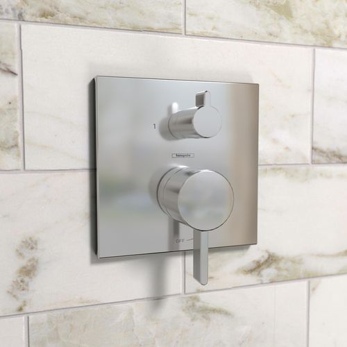Main product image of Ecostat Pressure Balance Trim Square with Diverter (Chrome), 15862001