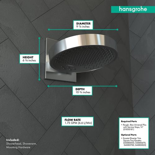 Main product image of Rainfinity Showerhead 250 3-Jet with Wall Connector Trim, 1.75 GPM (Chrome), 26235001