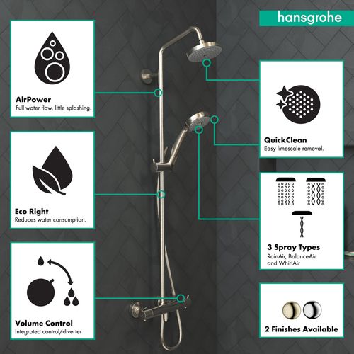 Main product image of Croma Showerpipe 150 1-Jet, 2.0 GPM (Brushed Nickel), 27169821