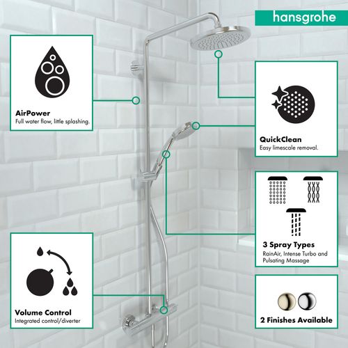 Main product image of Croma Showerpipe 220 1-Jet, 2.5 GPM (Chrome), 27185001