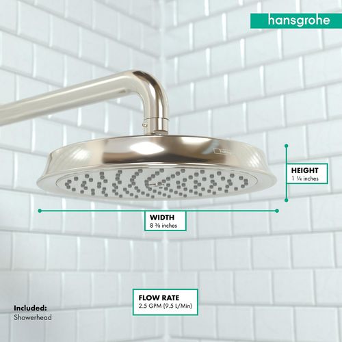 Main product image of Raindance Classic Showerhead 180 1-Jet, 2.5 GPM (Polished Nickel), 28421831