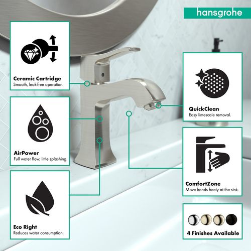 Main product image of Metris C Single-Hole Bathroom Faucet 100 with Pop-Up Drain, 1.2 GPM (Brushed Nickel), 31075821