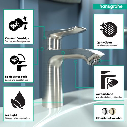 Main product image of Metris Single-Hole Bathroom Faucet 110 with Pop-Up Drain, 1.2 GPM (Brushed Nickel), 31080821