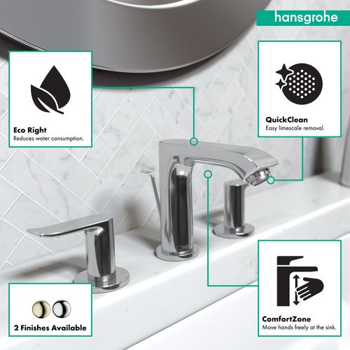 Main product image of Metris Widespread Bathroom Faucet 100 with Pop-Up Drain, 1.2 GPM (Chrome), 31083001