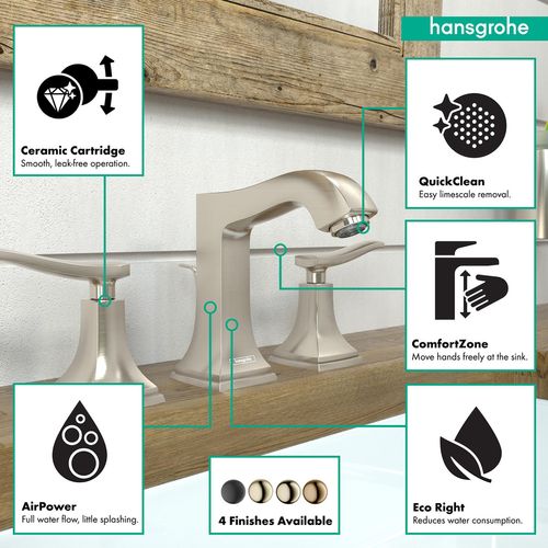 Main product image of Metropol Classic Widespread Bathroom Faucet 110 with Lever Handles and Pop-Up Drain, 1.2 GPM (Brushed Nickel), 31330821