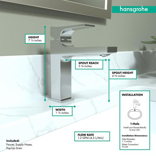 Main product image of Metropol Single-Hole Bathroom Faucet 110 with Lever Handle and Pop-Up Drain, 1.2 GPM (Chrome), 32506001