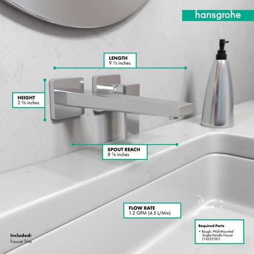 Main product image of Metropol Wall-Mounted Single-Handle Bathroom Faucet Trim with Lever Handle, 1.2 GPM (Chrome), 32526001