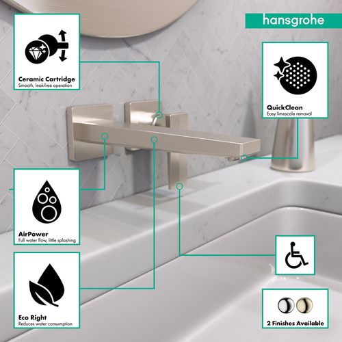 Main product image of Metropol Wall-Mounted Single-Handle Bathroom Faucet Trim with Lever Handle, 1.2 GPM (Brushed Nickel), 32526821
