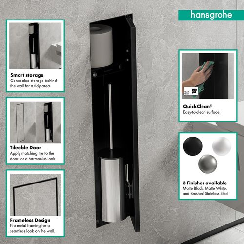 Main product image of XtraStoris Rock Recessed Toilet Brush Holder with Shelf & Tileable Door (Matte Black), 56060670