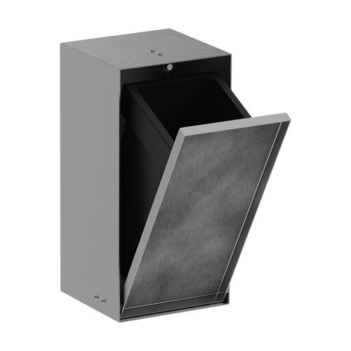 Main product image of XtraStoris Rock Recessed Trash Bin with Shelf & Tileable Door (Brushed Stainless Steel), 56063800