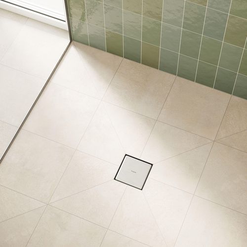 Main product image of RainDrain Brilliance Point Drain Set 6"x 6" Trim Tileable Rear Cover and Rough (Brushed Stainless Steel), 56134801