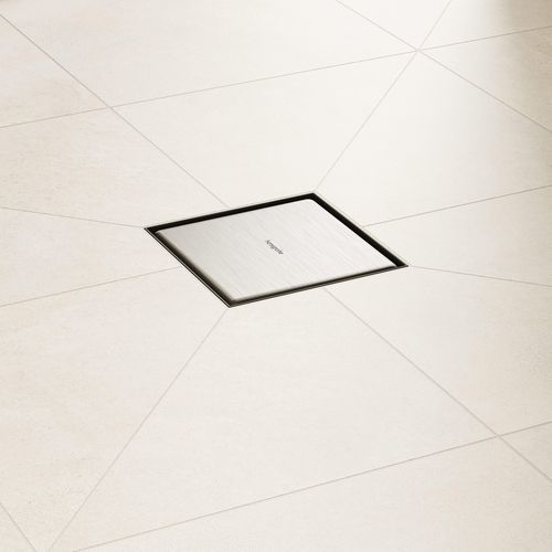 Main product image of RainDrain Brilliance Point Drain Set 6"x 6" Trim Tileable Rear Cover and Rough (Brushed Stainless Steel), 56134801