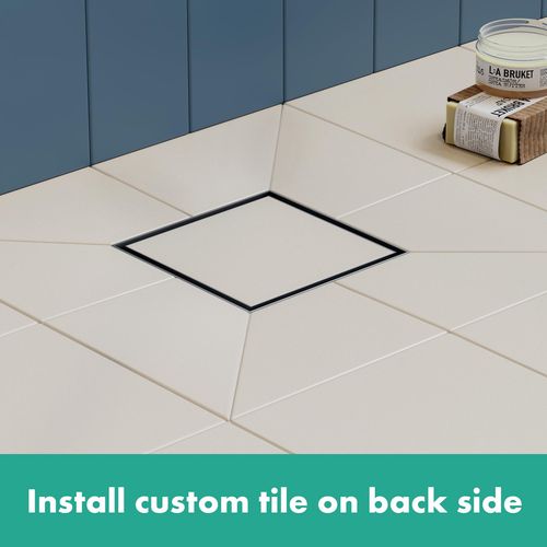 Main product image of RainDrain Brilliance Point Drain Set 6"x 6" Trim Tileable Rear Cover and Rough (Brushed Stainless Steel), 56134801