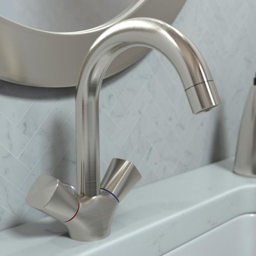 Main product image of Logis Single-Hole Bathroom Faucet 150 with Swivel Spout and Pop-Up Drain, 1.2 GPM (Brushed Nickel), 71222821