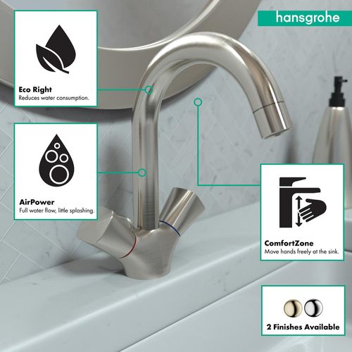 Main product image of Logis Single-Hole Bathroom Faucet 150 with Swivel Spout and Pop-Up Drain, 1.2 GPM (Brushed Nickel), 71222821