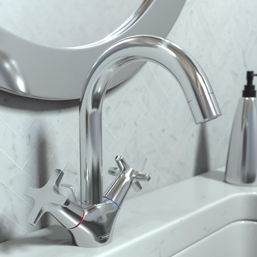 Main product image of Logis Classic Single-Hole Bathroom Faucet 150 with Swivel Spout and Pop-Up Drain, 1.2 GPM (Chrome), 71270001
