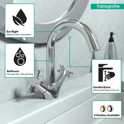 Main product image of Logis Classic Single-Hole Bathroom Faucet 150 with Swivel Spout and Pop-Up Drain, 1.2 GPM (Chrome), 71270001