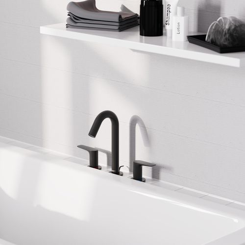 Main product image of Logis Fine Widespread Bathroom Faucet 150 with Pop-Up Drain, 1.2 GPM (Matte Black), 71533671