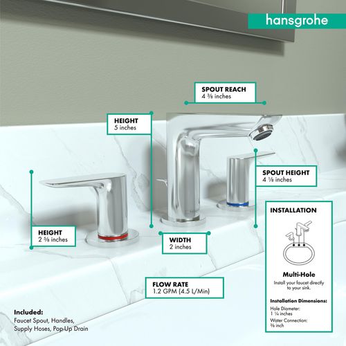 Main product image of Talis E Widespread Bathroom Faucet 150 with Pop-Up Drain, 1.2 GPM (Chrome), 71733001