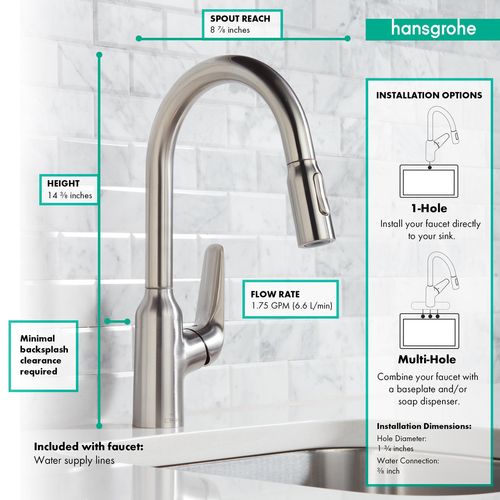 Main product image of Focus N Prep Kitchen Faucet, 2-Spray Pull-Down, 1.75 GPM (Stainless Steel Optic), 71801801
