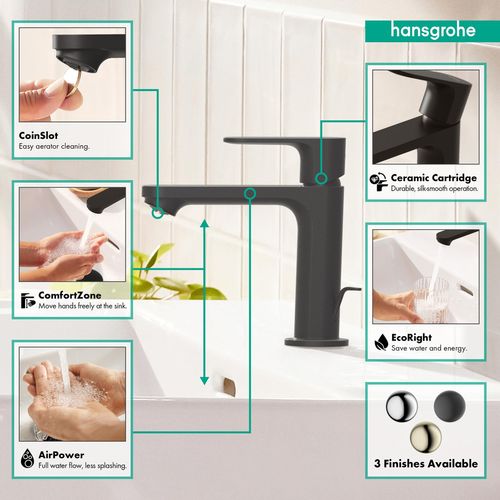 Main product image of Rebris S Single-Hole Bathroom Faucet 110 with Pop-Up Drain, 1.2 GPM (Matte Black), 72517671