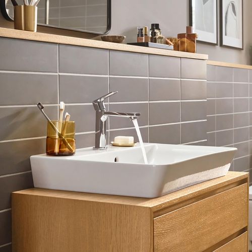 Main product image of Rebris E Single-Hole Bathroom Faucet 110 with Pop-Up Drain, 1.2 GPM (Chrome), 72557001