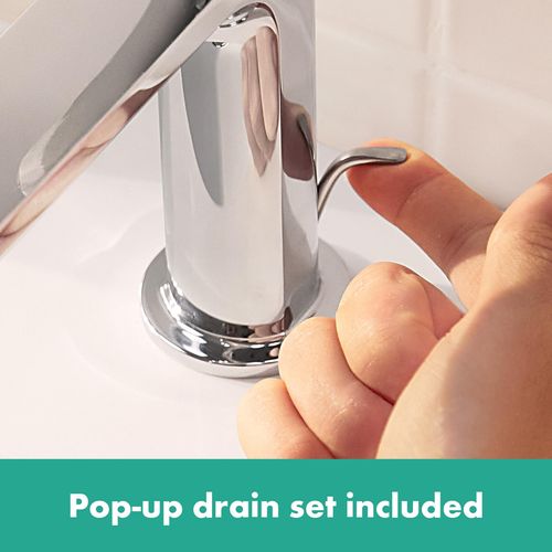 Main product image of Rebris E Single-Hole Bathroom Faucet 110 with Pop-Up Drain, 1.2 GPM (Chrome), 72557001
