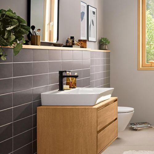 Main product image of Rebris E Single-Hole Bathroom Faucet 110 with Pop-Up Drain, 1.2 GPM (Matte Black), 72557671