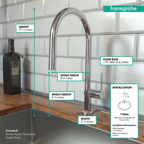Main product image of Talis N High Arc Kitchen Faucet, O-Style 2-Spray Pull-Down, 1.75 GPM (Chrome), 72800001