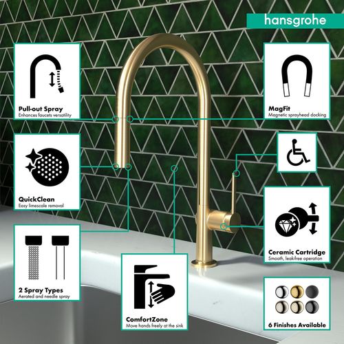 Main product image of Talis N High Arc Kitchen Faucet, O-Style, 2-Spray Pull-Down, 1.75 GPM (Brushed Gold Optic), 72800251