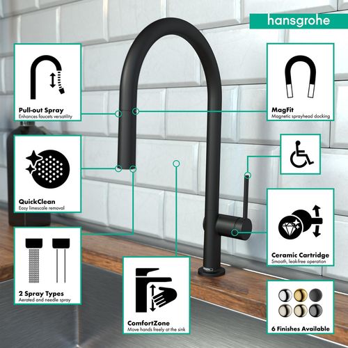 Main product image of Talis N High Arc Kitchen Faucet, O-Style 2-Spray Pull-Down, 1.75 GPM (Matte Black), 72800671