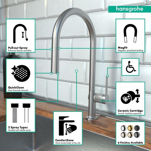 Main product image of Talis N High Arc Kitchen Faucet, O-Style 2-Spray Pull-Down, 1.75 GPM (Stainless Steel Optic), 72800801