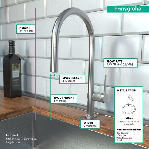 Main product image of Talis N High Arc Kitchen Faucet, O-Style 2-Spray Pull-Down, 1.75 GPM (Stainless Steel Optic), 72800801