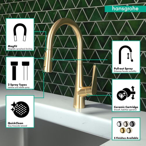 Main product image of Talis S High Arc Kitchen Faucet, 2-Spray Pull-Down, 1.75 GPM (Brushed Gold Optic), 72813251